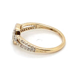 9CT YELLOW GOLD DIAMONDS SET IN CLUSTER & SPLIT SHOULDER DRESS RING