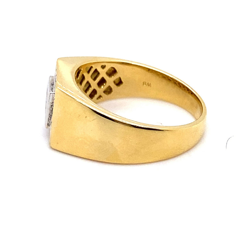 18CT YELLOW GOLD THICKENED TOP MENS DIAMOND DRESS RING VALUED @ $5499