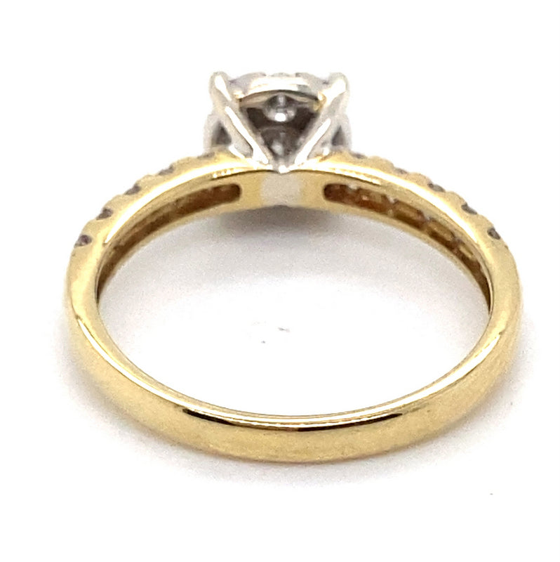 9CT YELLOW & WHITE GOLD THICKENED TOP STYLE DIAMOND DRESS RING VALUED @ $2899