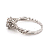 9CT WHITE GOLD CROSS OVER PATTERN DIAMOND DRESS RING VALUED @ $2099