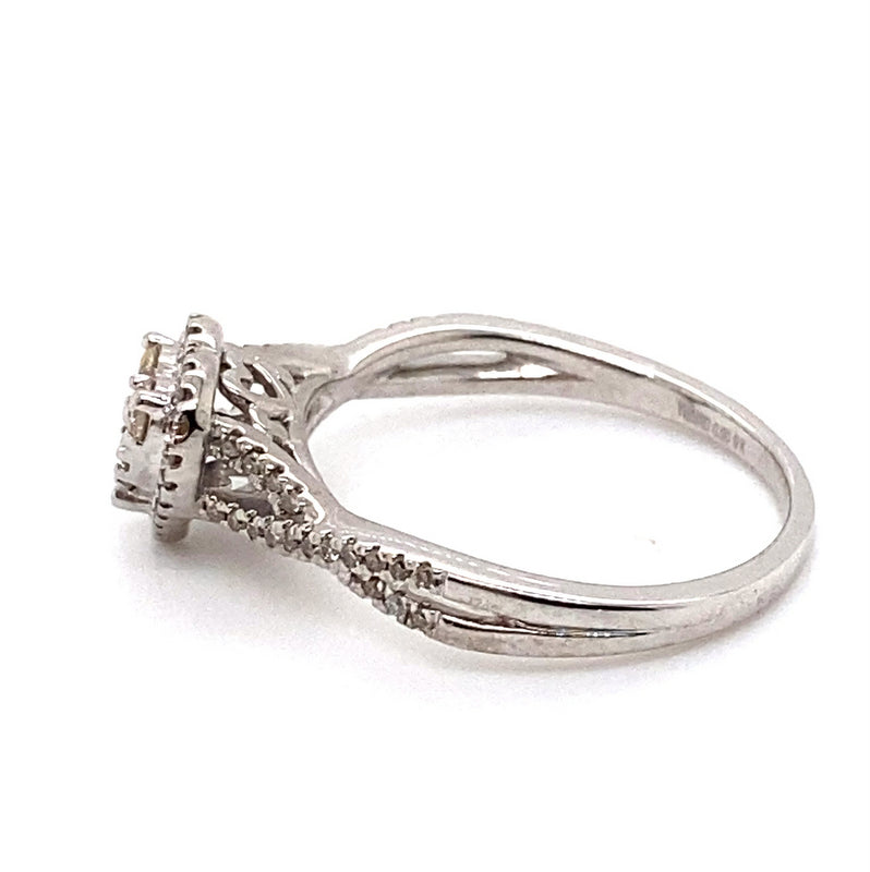 9CT WHITE GOLD CROSS OVER PATTERN DIAMOND DRESS RING VALUED @ $2099