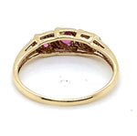 9CT YELLOW GOLD RUBIES & DIAMONDS SET IN THICKENED TOP STYLE DRESS RING