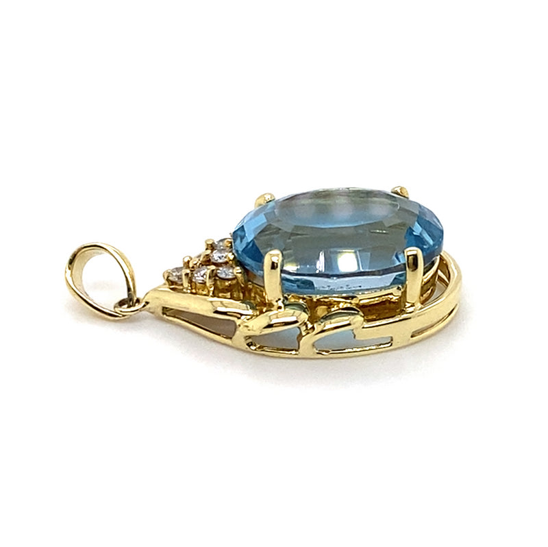 14CT YELLOW GOLD TOPAZ & DIAMOND PENDANT VALUED @ $1999