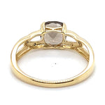 9CT YELLOW GOLD SMOKEY QUARTZ & DIAMOND DRESS RING
