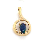 9CT YELLOW GOLD CABOCHON CUT BLACK OPAL PENDANT
