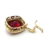 9CT YELLOW GOLD SYNTHETIC RUBY SURROUNDED BY DIAMONDS ENHANCER PENDANT