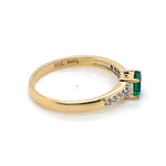 9CT YELLOW GOLD SYNTHETIC EMERALD & DIAMOND DRESS RING
