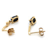 9CT YELLOW GOLD CABOCHON CUT ONYX & DIAMOND SET IN SWIRL DROP EARRINGS