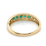 9CT YELLOW GOLD SYNTHETIC EMERALD & DIAMOND DRESS RING