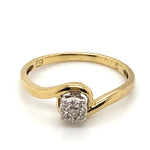 9CT YELLOW & WHITE GOLD DIAMONDS SET IN RAISED CLUSTER DRESS RING