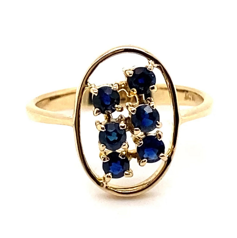 14CT YELLOW GOLD ROUND CUT SAPPHIRE DRESS RING VALUED @ $1899