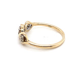 9CT YELLOW GOLD DIAMONDS SET IN THREE MINI CLUSTERS DRESS RING