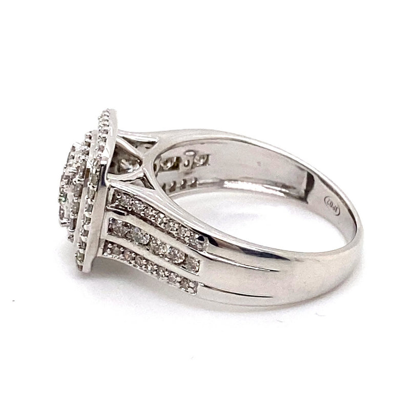 9CT WHITE GOLD FLOW UP STYLE DIAMOND DRESS RING VALUED @ $3299