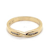 9CT YELLOW GOLD CHANNEL SET DIAMONDS IN CROSS OVER PATTERN DRESS RING