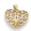 9CT YELLOW & WHITE GOLD FILIGREE HEART PENDANT