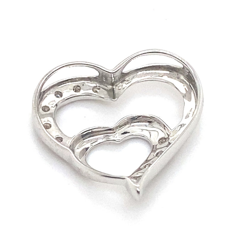 9CT WHITE GOLD DIAMONDS SET IN THE DOUBLE HEART PENDANT