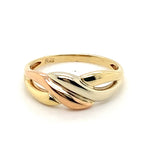 9CT MULTI TONE GOLD CROSS OVER PATTERN DRESS RING