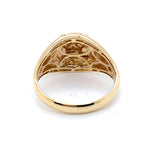 9CT YELLOW GOLD SYNTHETIC RUBIES SET IN LIONS HEAD MENS DRESS RING