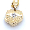 9CT YELLOW GOLD 40CM CURB LINK CHAIN WITH MY 1ST DIAMOND LOCKET