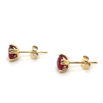 9CT YELLOW GOLD SYTHETIC RUBIES CLAW SET IN STUD EARRINGS