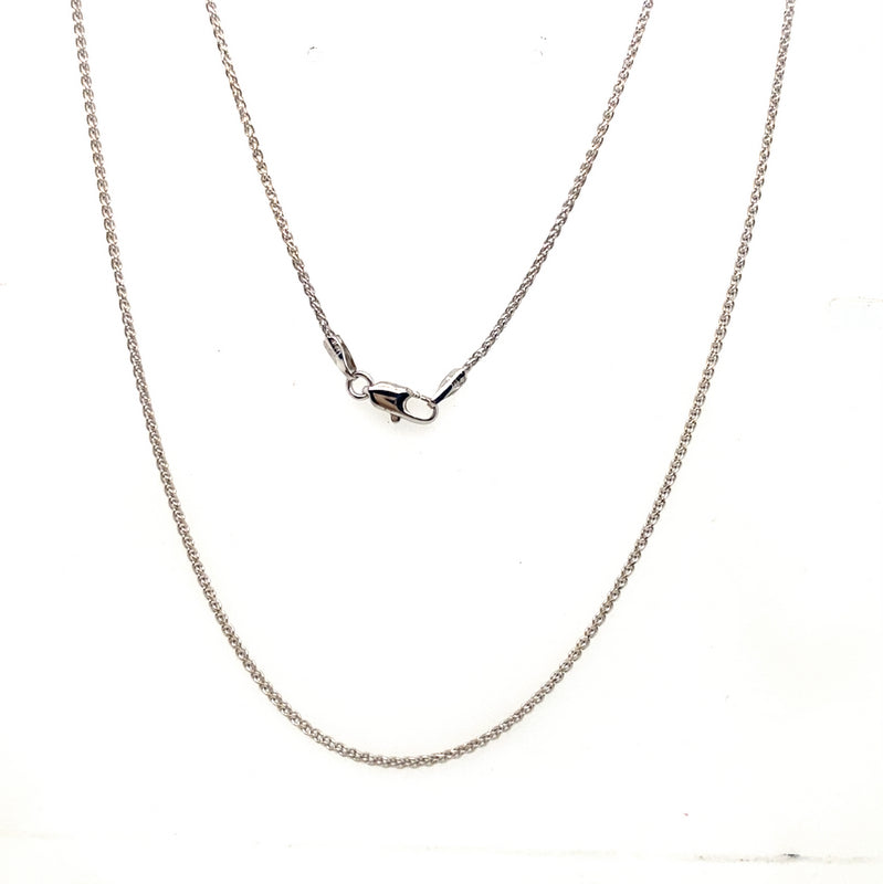 9CT WHITE GOLD 42CM WHEAT LINK CHAIN