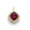 9CT YELLOW GOLD SYNTHETIC RUBY SURROUNDED BY DIAMONDS ENHANCER PENDANT