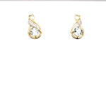 9CT YELLOW GOLD AQUAMARINE & DIAMONDS SET IN CROSSOVER STYLE STUD EARRINGS