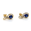 9CT YELLOW GOLD CRESTED SAPPHIRE & DIAMOND STUD EARRINGS