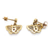 9CT YELLOW GOLD BLUE & PINK STONES SET IN BUTTERFLY STUD EARRING