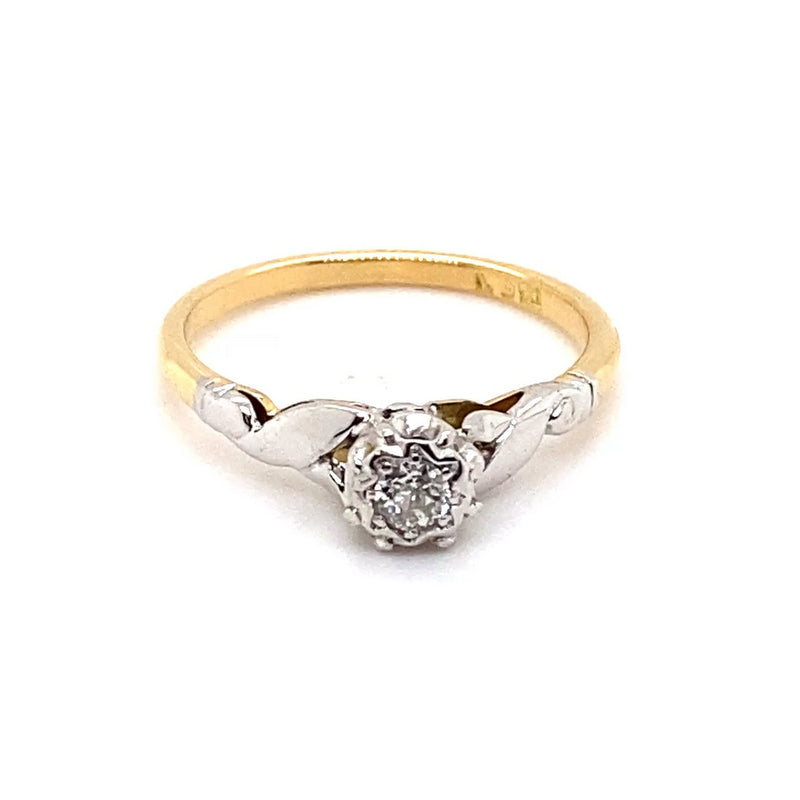 18CT YELLOW & WHITE GOLD FLOW UP STYLE DIAMOND DRESS RING VALUED @ $1899