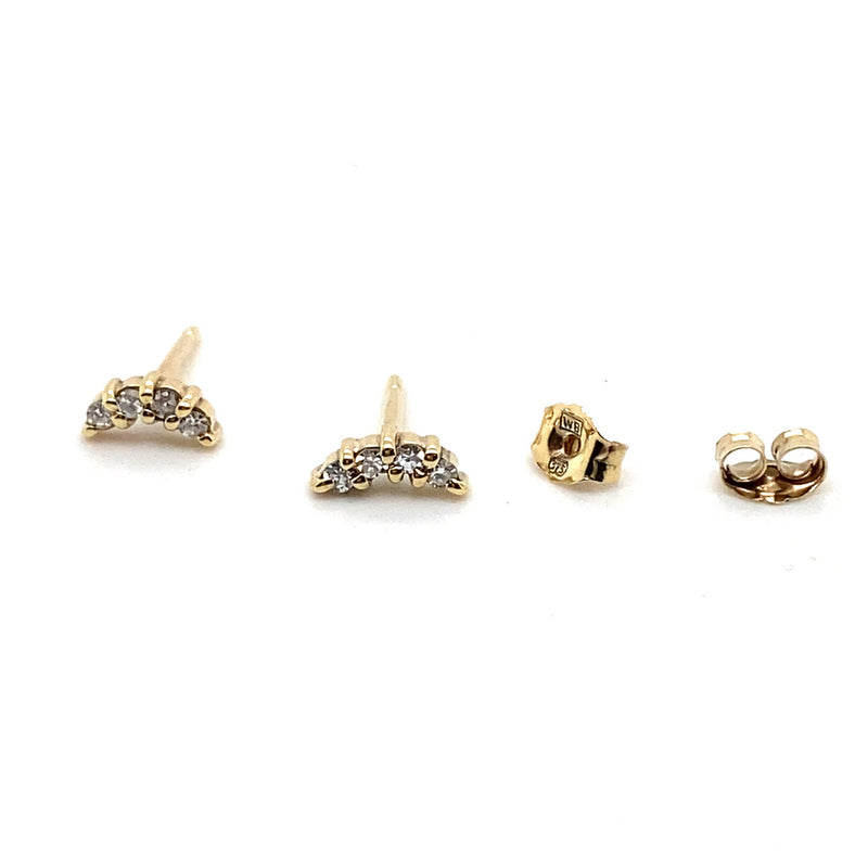 9CT YELLOW GOLD DIAMONDS SET IN CRESCENT MOON STUD EARRINGS