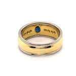 18CT YELLOW & WHITE GOLD RAIL EDGE SAPPHIRE & DIAMOND DRESS RING VALUED @ $5999