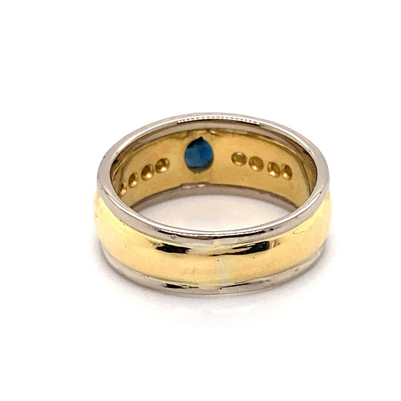 18CT YELLOW & WHITE GOLD RAIL EDGE SAPPHIRE & DIAMOND DRESS RING VALUED @ $5999