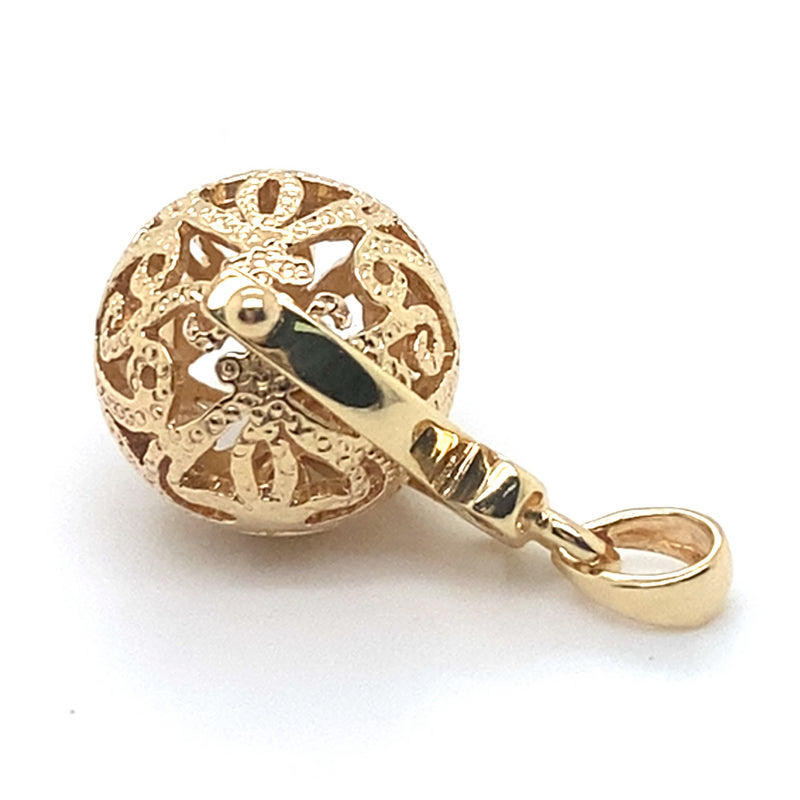 9CT YELLOW GOLD FILIGREE BALL SPINNER PENDANT