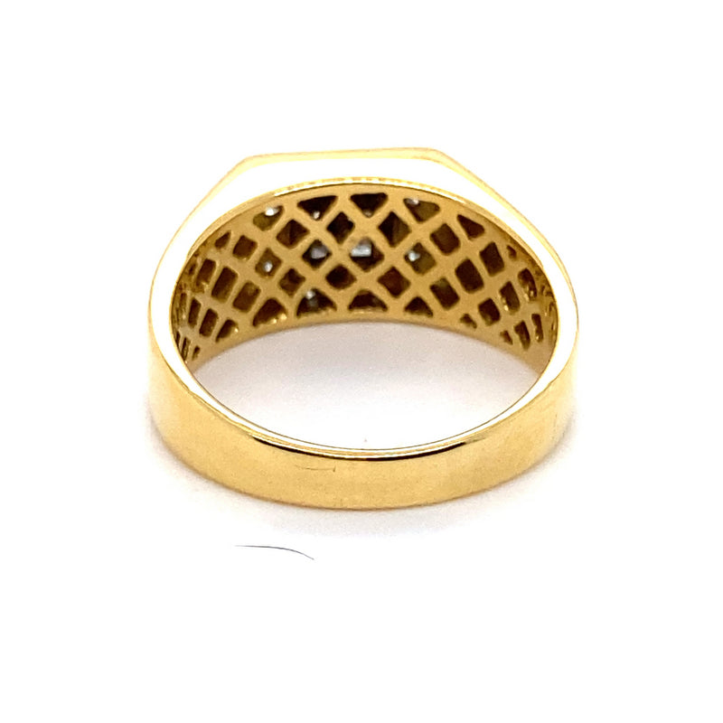 18CT YELLOW GOLD THICKENED TOP MENS DIAMOND DRESS RING VALUED @ $5499