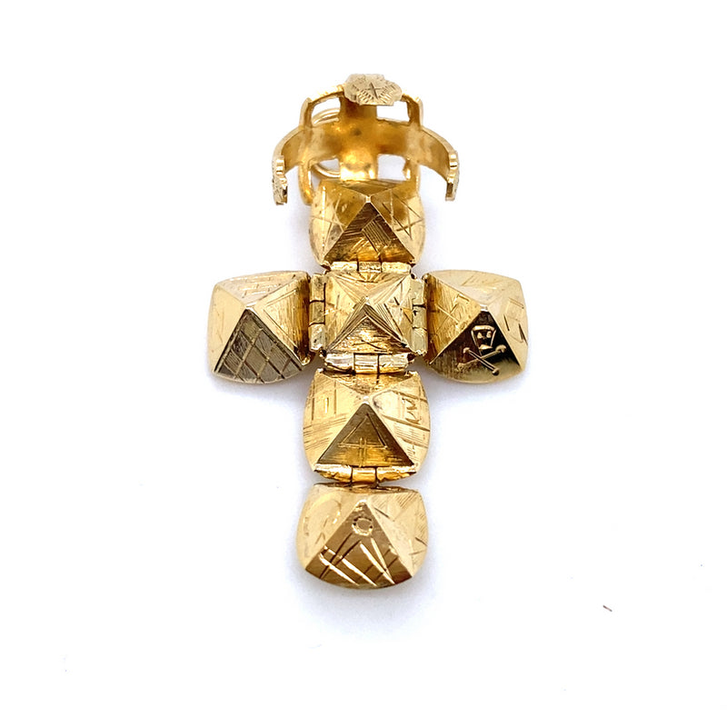 9CT YELLOW GOLD OPENING MASONIC ORB CROSS PENDANT