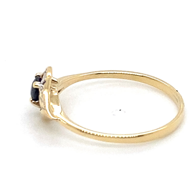 9CT YELLOW GOLD SAPPHIRE & DIAMOND SET IN WRAP AROUND SETTING DRESS RING