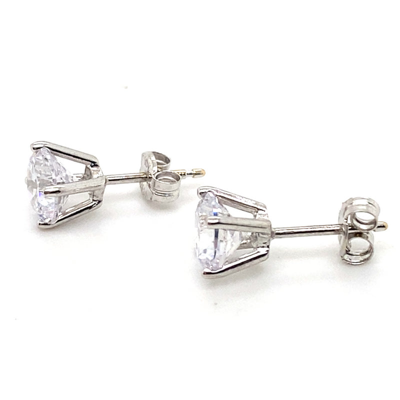 10CT WHITE GOLD CUBIC ZIRCONIAS CLAW SET IN STUD EARRINGS