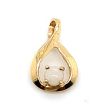 9CT YELLOW GOLD ROUND CUT LIGHT OPAL PENDANT