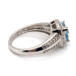 9CT WHITE GOLD AQUAMARINE & DIAMOND DRESS RING VALUED @ $2699