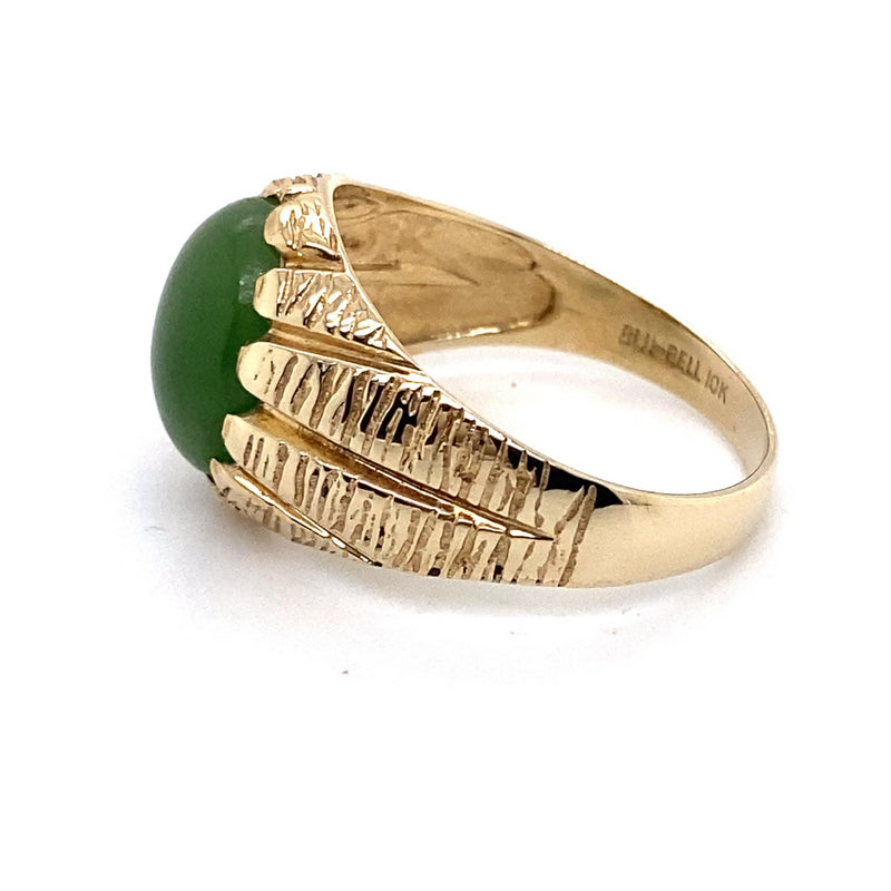 10CT YELLOW GOLD THICKENED TOP JADEITE DRESS RING VALUED @ $1499