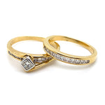 18CT YELLOW & WHITE GOLD WRAP AROUND STYLE DIAMOND BRIDAL SET VALUED @ $3399
