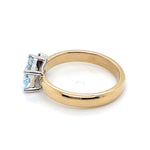 9CT YELLOW & WHITE GOLD AQUAMARINE & DIAMOND DRESS RING