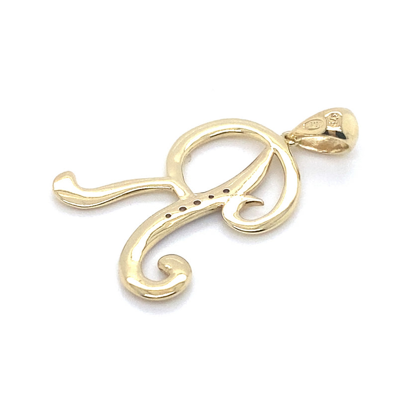 9CT YELLOW GOLD CUBIC ZIRCONIA SET "R" PENDANT