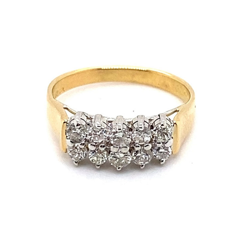 18CT YELLOW & WHITE GOLD FLOW UP STYLE DIAMOND DRESS RING VALUED @ $2799