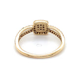 9CT YELLOW GOLD DIAMONDS SET IN CLUSTER & SPLIT SHOULDER DRESS RING