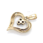 9CT YELLOW GOLD 3 DIAMONDS SET IN HEART SHAPE PENDANT