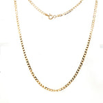 9CT YELLOW GOLD 55CM FLAT OPEN DIAMOND CUT CURB LINK CHAIN