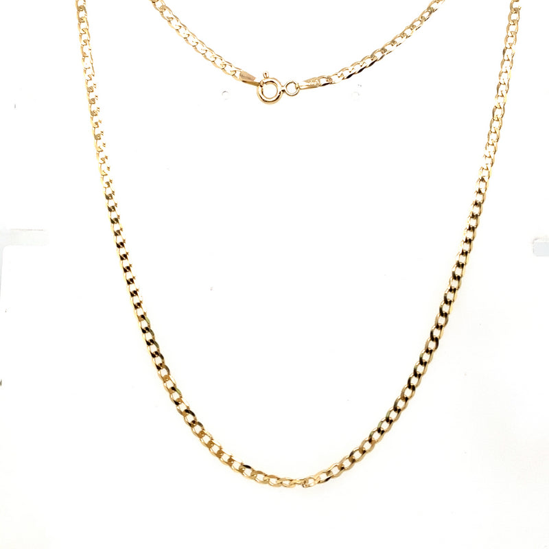 9CT YELLOW GOLD 55CM FLAT OPEN DIAMOND CUT CURB LINK CHAIN