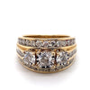 9CT YELLOW & WHITE GOLD THICKENED TOP DIAMOND DRESS RING VALUED @ $5499